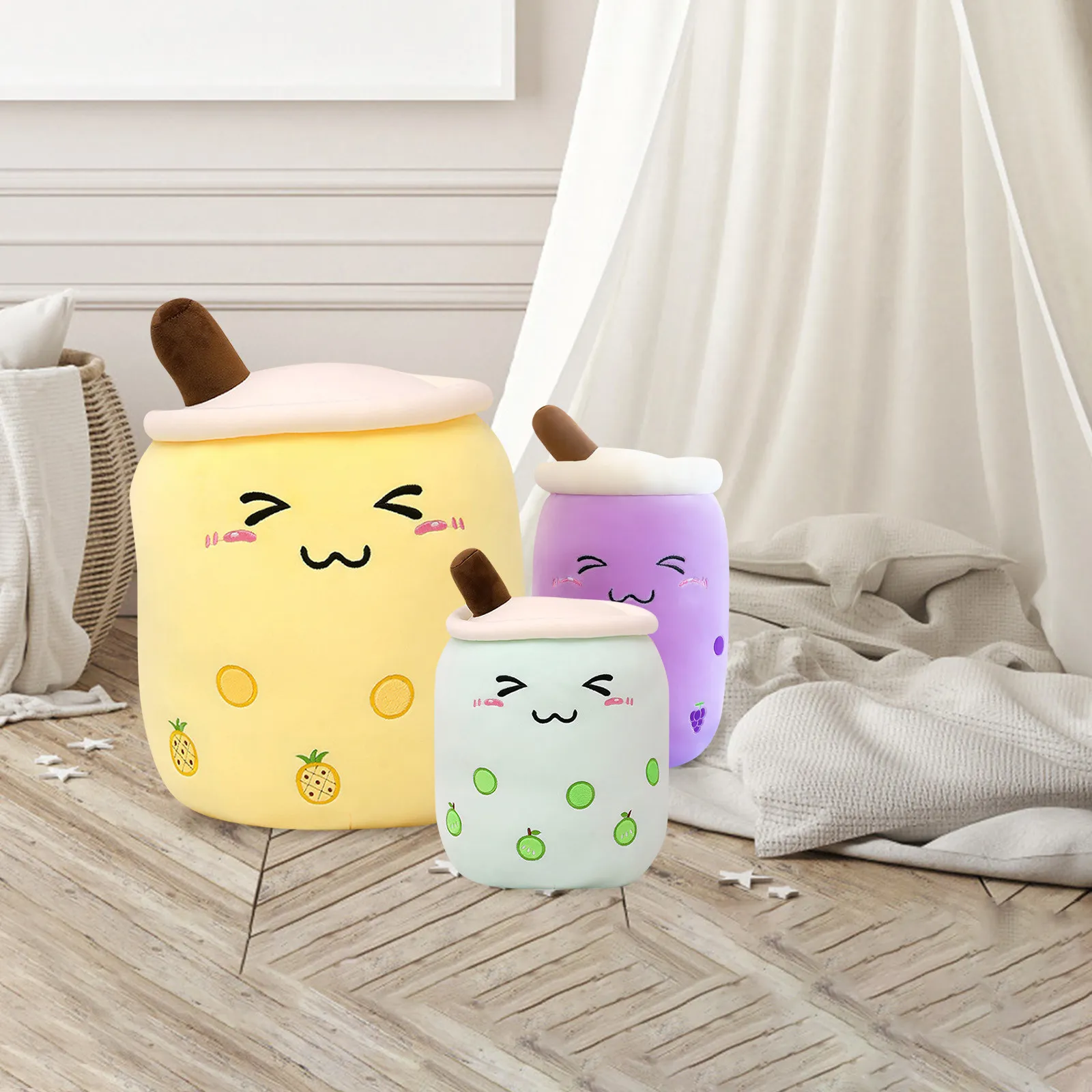 Kawaii pokój wystrój bąbelkowy herbata pluszowa pluszowa pluszowa zwierzę słodkie jedzenie pluszowe kubek mleczna herbata boba pluszowa miękka poduszka prezent urodzinowy Plushie sxjun9