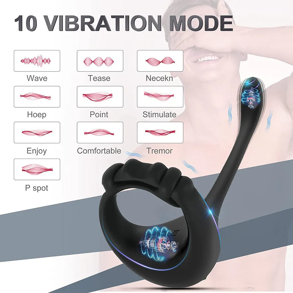 Adjustable Cock Ring Vibrator For Men sexy Toys Prostate Massager Delayed Ejaculation Cocking Anal Vibrators sexyy Couple