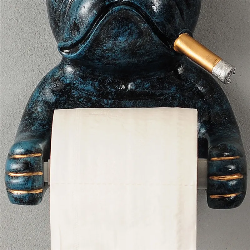 Porte-toilettes Porte-papier bulldog résine punch bac à main tissue de tissu domestique serviette de serviette de bobine bobine de gobele