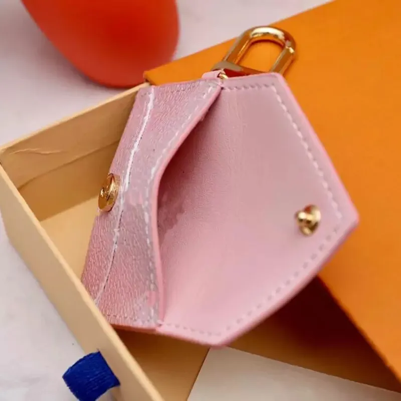 Designer unisex lettera portafoglio portachiavi portachiavi moda borsa ciondolo auto catena fascino fiore rosa mini borsa gingillo regali accessori285n