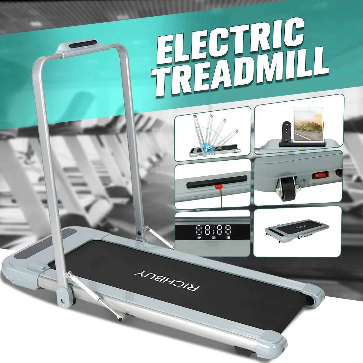 Electric Treadmill 2 in 1 6km/h Folding Running Machine Home Office Walking Pad Fitness Equipment