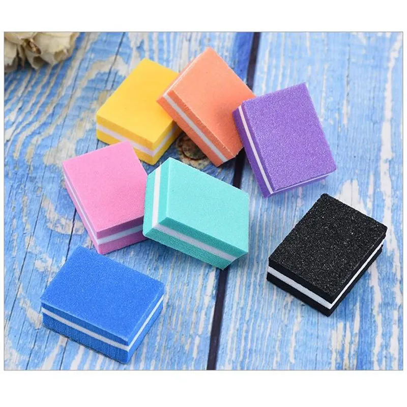 100 pçs/lote Mini Lixa de Unhas de Areia Colorida Buffer Block Rosa Ferramentas de Lixar Pedicure Manicure Acessórios