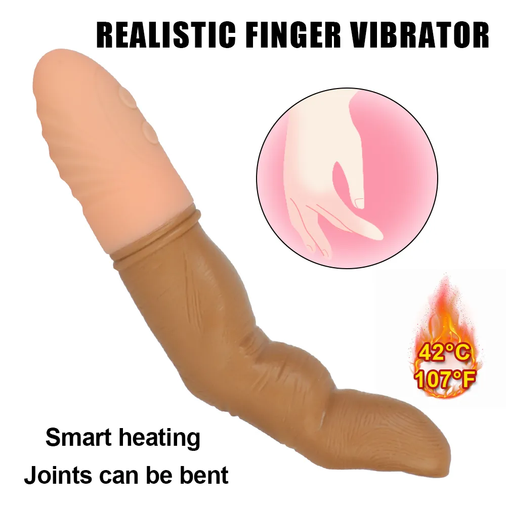 23 cm konstgjorda fingeruppvärmda vibratorer för kvinnor bröstvårtan klitoris stimulator vaginal anal plug dildo kvinnlig oasturbator sexiga leksaker