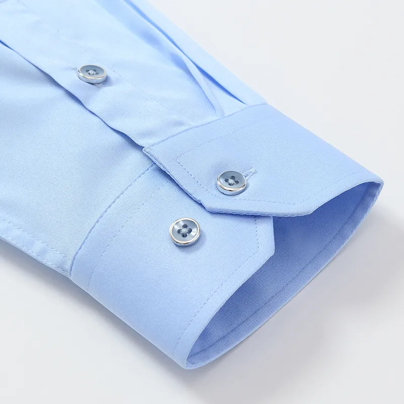 Niet-ijzer massieve rekoverhemden voor mannen Spandex lange mouw overhemd met lange mouwen mannen die regelmatig passen met voorzake soft easycare formele top 220621