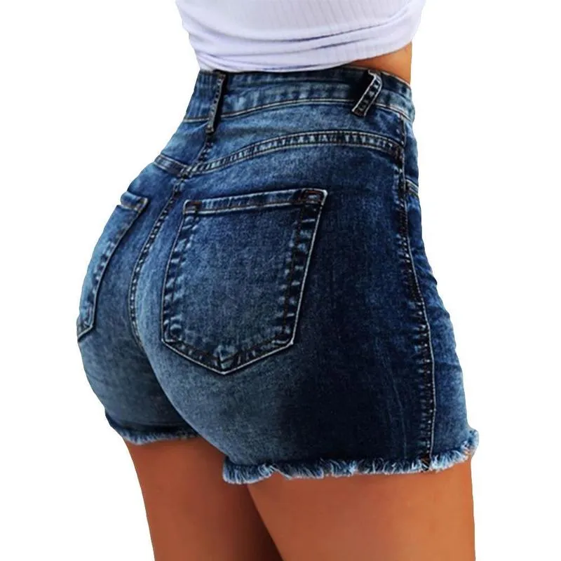 Summer Shorts Women Jeans High Waist Short for Fringe Frayed Ripped Denim pantalones vaqueros mujer 220602