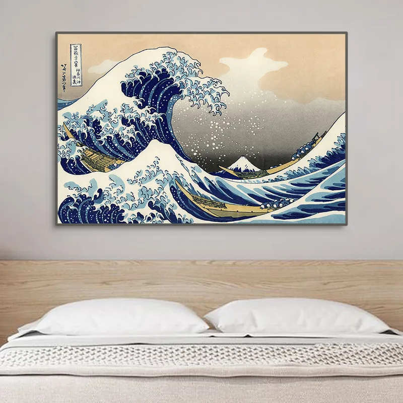 Kanagawa – affiche ondulée japonaise classique, images d'art murales imprimées, peinture sur toile pour salon chambre à coucher, décoration murale