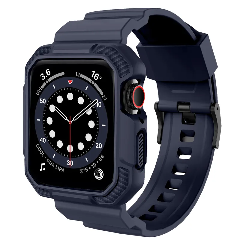 Rugged Armour Pro conçu 44 42 mm STRAP POUR LE BANDE APPLE WATCH avec étui pour IWatch 44mm 42mm Series 6 SE 5 4 2205181423147