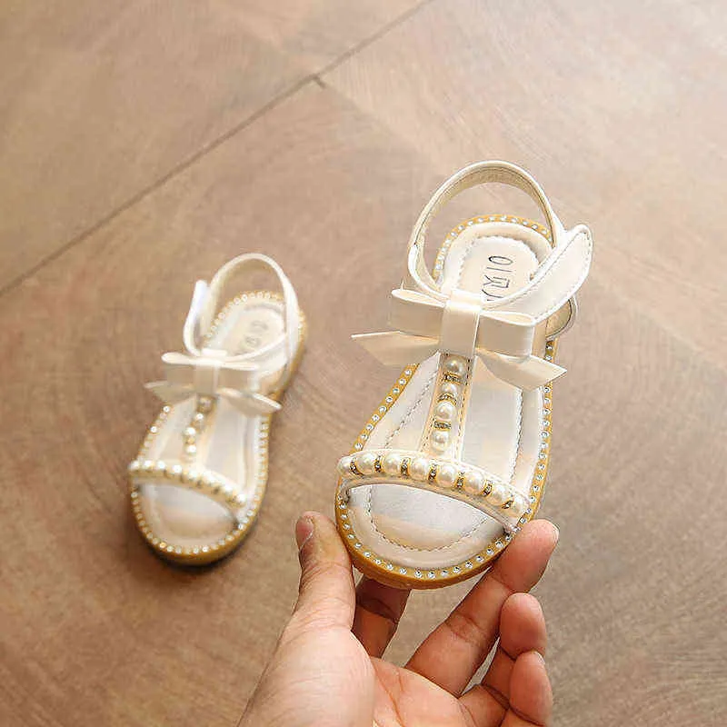1 3 4 5 6 år baby sommarsandaler för flickor klänning strandskor barn elegant baby prinsessa sko småbarn mode pärlbåge 2021 g220523