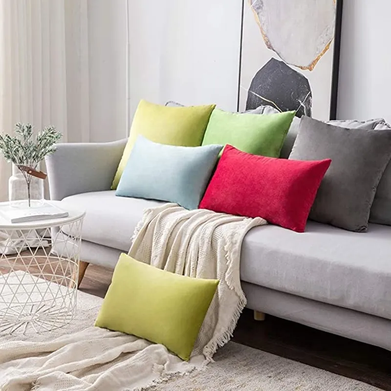 Inyahome Acqua Green Luxury Velvet Cushion Cover kussenbus Huis Decoratieve slip Sofa Throw S 220507