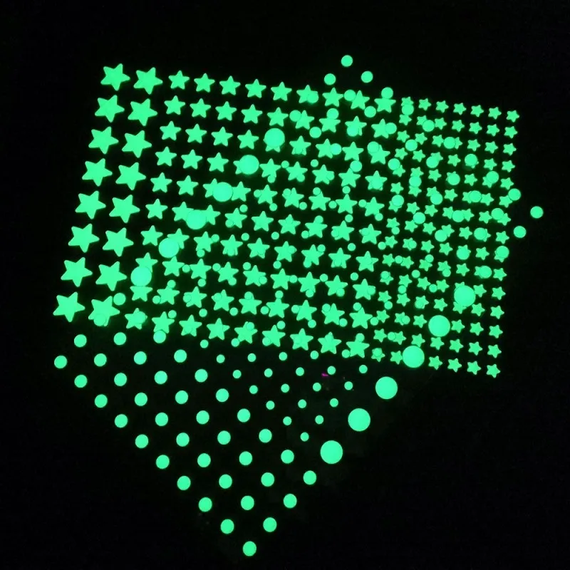 Adesivo de parede de pontas de parede de pontas de 3D de estrelas luminos