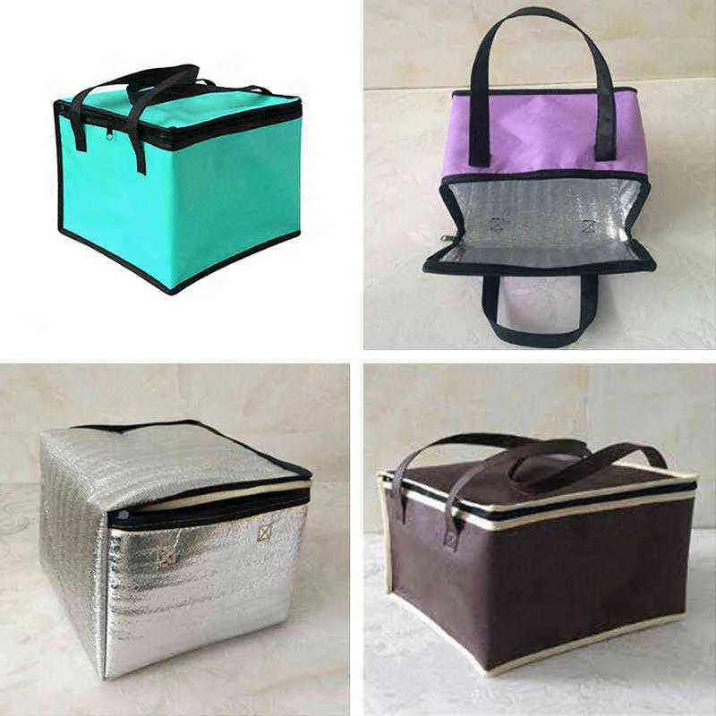 Insulated Thermal Cooler Bag Cool Lunch Foods Drink Boxes Drink Storage Big Square Chilled Bags Zip Picnic Tin Foil Food Bags Y220524