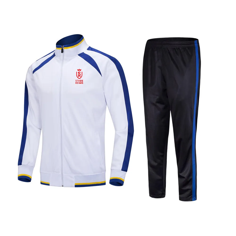 Stade de reims męskie dresy dla dorosłych jogging na zewnątrz kurtka do joggingu z długim rękawem Sports Soccer Suit221l