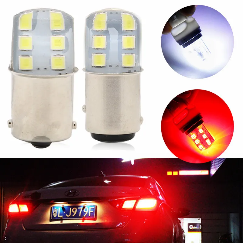 Ny 1x LED 1156 P21W BA15S LED 1157 BAY15D CAR LIGHT SILACA GEL 12 SMD COB Automobile Fordon Motorcylce Brake Tail Park Lamp