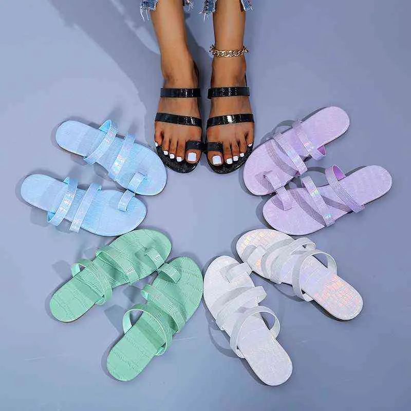 Kvinnor 2022 Summer Flip Flops Ladies Casual tofflor Kvinna Komfort Slides Woman Beach Shoes Plus Size Women's Fashion Flats G220520