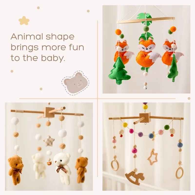 Lets Make Baby Toys Mobile On the Bed Tassel lämnar Sticking Developmental Education Dreamcatcher Soft Rattles For Borns 220531