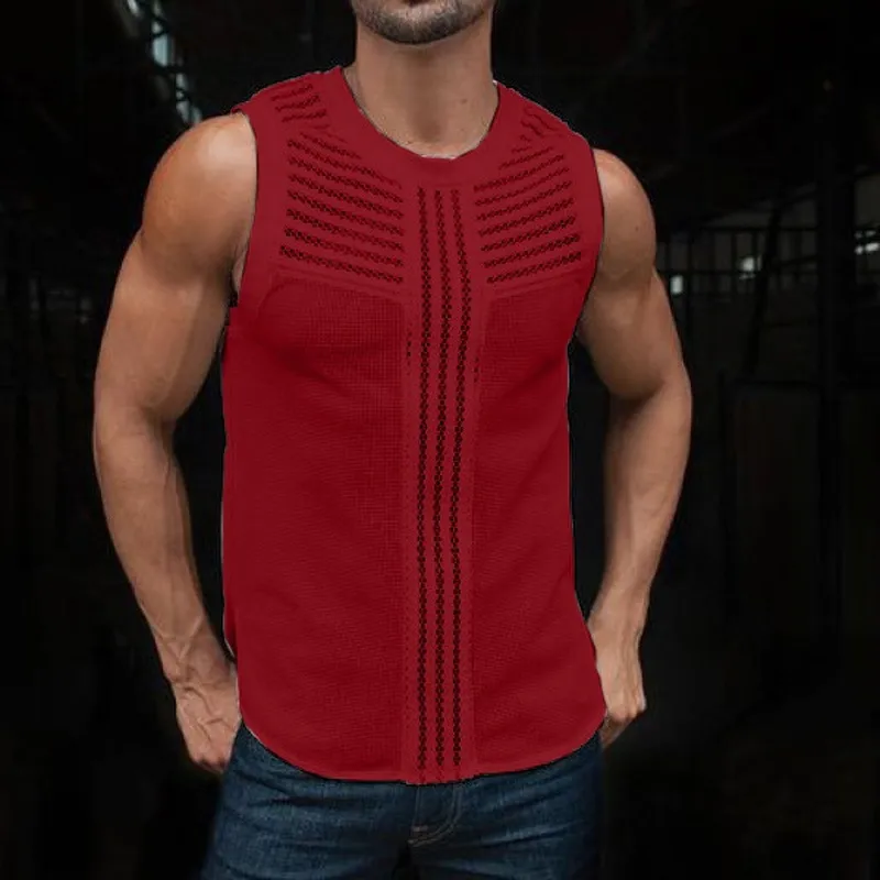 Canotta bianca da uomo in pizzo scava fuori Top sexy Abbigliamento da uomo estivo Moda Palestra Abbigliamento fitness Camicie da uomo slim fit 220531