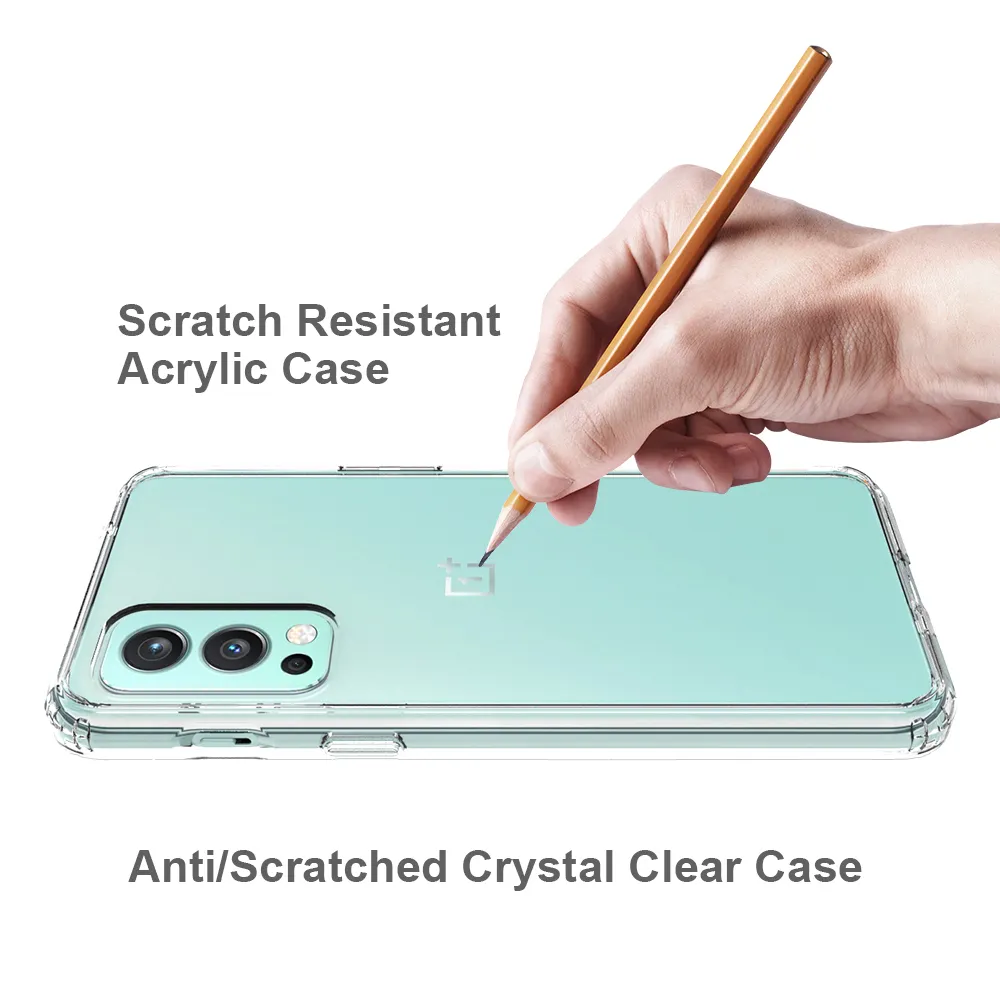 Anti-Scratch Clear Crystal ShockoProof Fodral för OnePlus Nord 2 5G CE 5G N10 N100 N200 5G 8T 8 9 PRO TPU Bumper Hard PC Back Cover