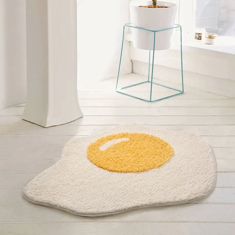 Tapis de salle de bain en forme d'œuf créatif, amusant, d'entrée, de cuisine, de chambre à coucher, paillasson de bienvenue nordique, décor de chambre Chic