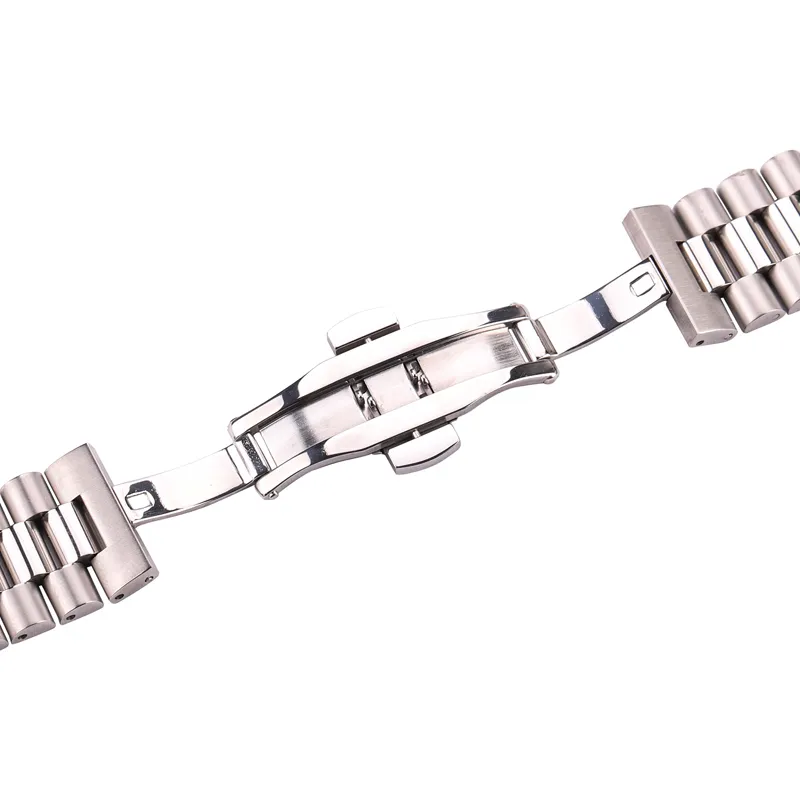 Stainless Steel Watchbands Bracelet Women Men Silver Solid Metal Watch Strap 16mm 18mm 20mm 21mm 22mm Accessories 220622