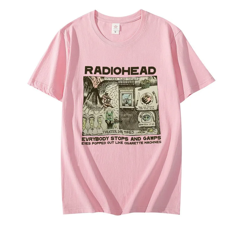 Radiohead Vintage 2000 T Shirt Hip Hop Rock Band Unisex Music Album Print Tshirts Mens Short Sleeve ONeck Cotton Tee Shirt 220610