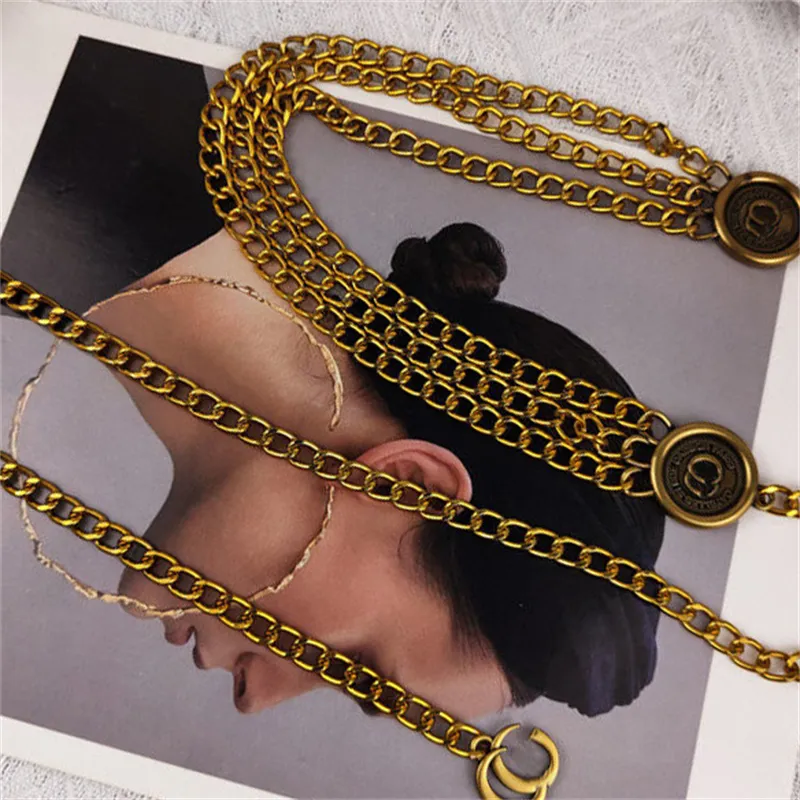 Chain Belts Womens Designer Belt Luxury Brand Women Layered Decorations Belts With Skirts Sweaters Suits Metal Thin Waist Metal gi224L