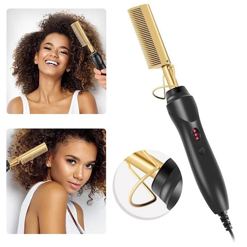 Alisadores de cabelo Endurecimento elétrico Peque de pente de pente de cabelo reto Currugation Curling Iron Hairler Comb 220623