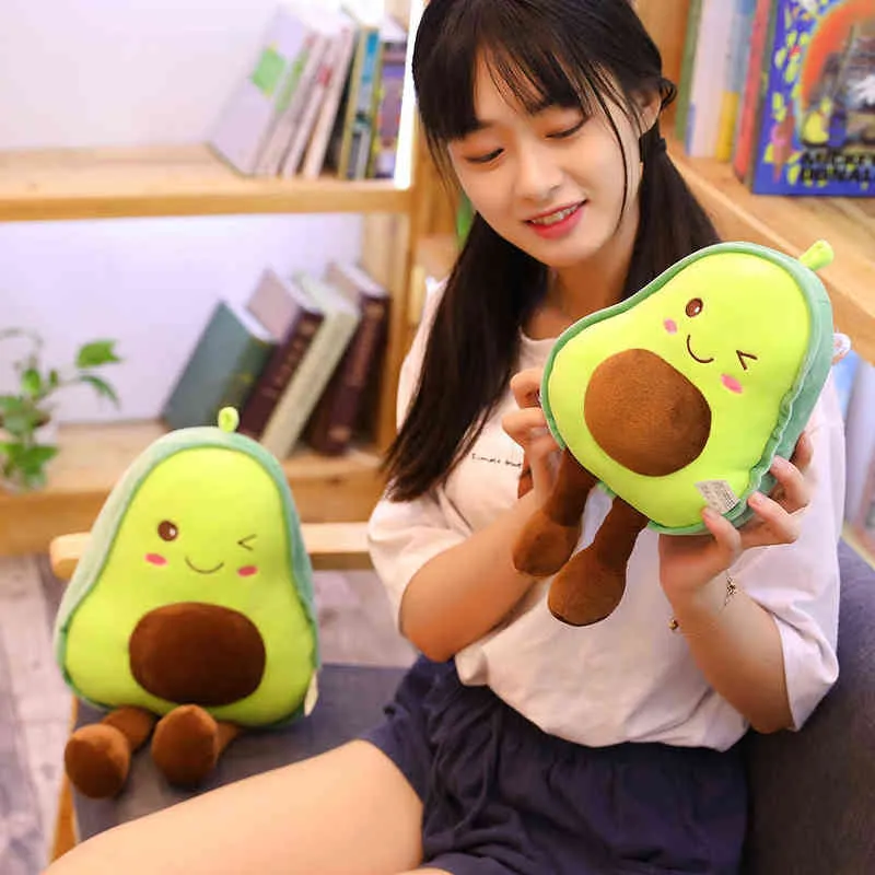 Smile Avocado Food Cuddle Stuffed Sitting Family 'S Fruits Toy With Legs Shy Cute Plants Doll Kids Gift Cm J220704