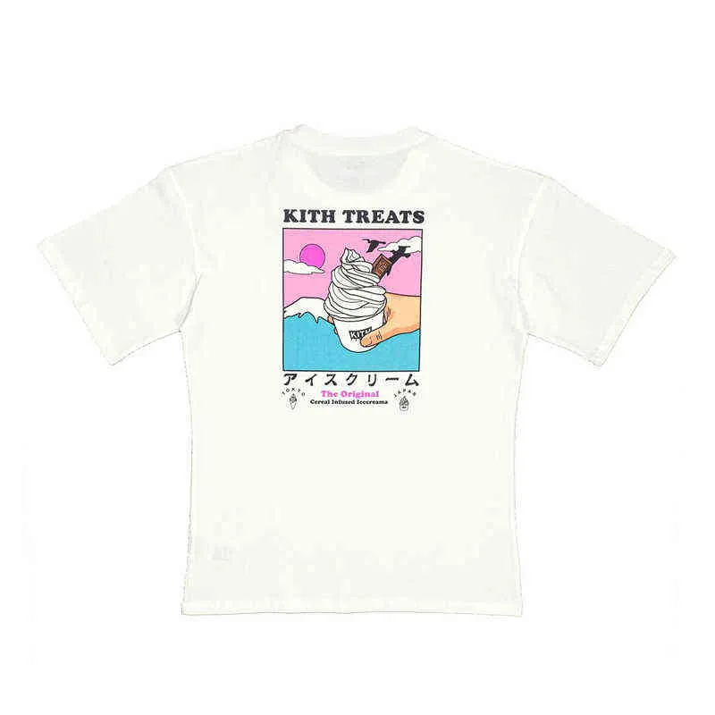 Summer Kith Limited T-Shirt Paper Paper Cup Ice Mt. Fuji Brooklyn Bridge Print Olej Paintt220721