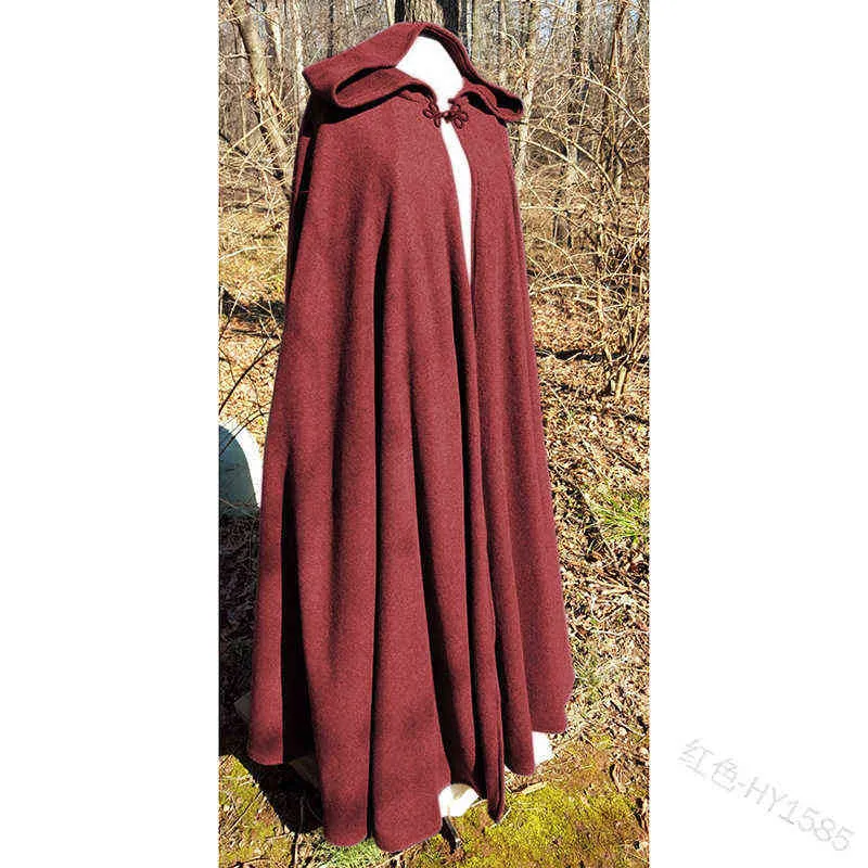 Blondewig Hoodie Anime Women Medieval Clak Hooded Coat Vintage Gothic Cape Solid Coat Long Trench Halloween Cosplay Come Overcoat Women Themestasty Pigtlet 88