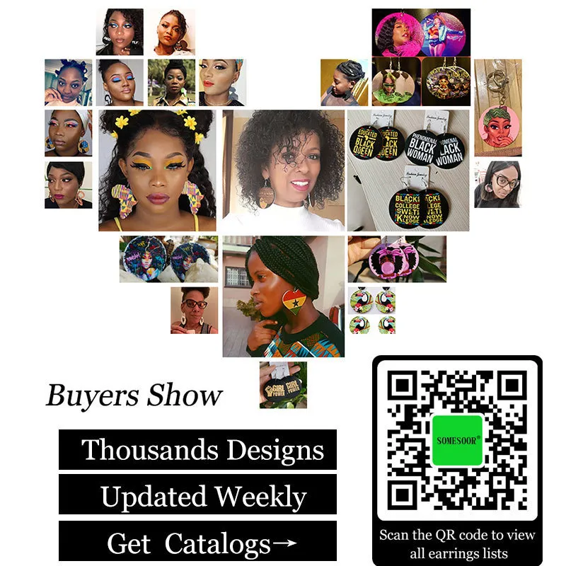 Somesoor centenas estilos moda moda africana brincos de madeira afro artes impressas black loops jóias para mulheres mix 27582933