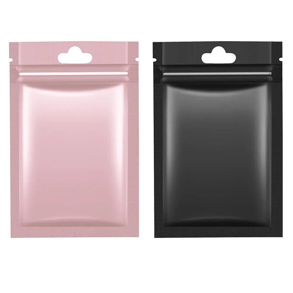Black Matte Aluminum Foil Window Zip Lock Bags Resealable Jewelry USB Nail Powder Socks Gloves X-mas Gifts Pouches 