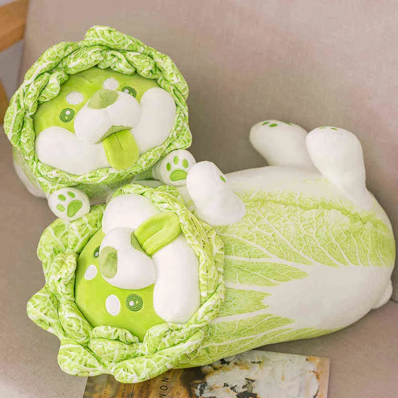 Nieuwe stijl schattige Japanse groentehond knuffelt creatieve steenkool shiba inu kussen knuffelende dieren babypoppen cadeau j220704