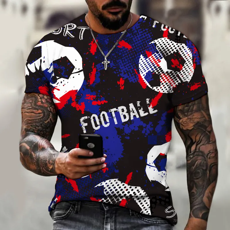 Fashion Football Graphic 3D Stampato Mens T Shirt Street Trend ONeck Manica corta Uomo Oversize Magliette Uomo Abbigliamento Top Tee 220607