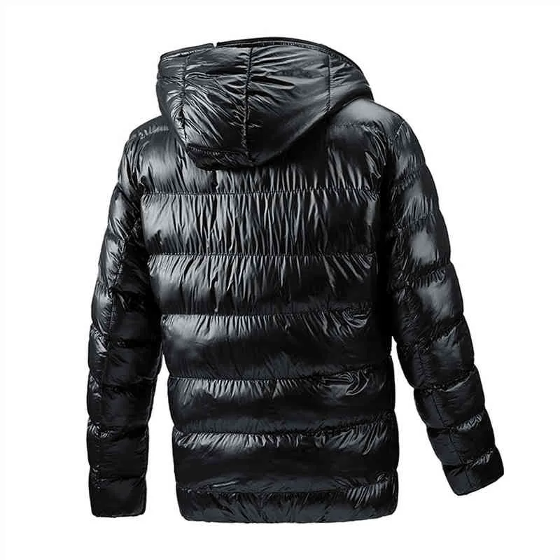 2022 Ny vinterjacka Mäns fritid Högt snygga Pure Color Pocket -dragkedja Design Stand Collar Hooded Långärmad kappa L220725