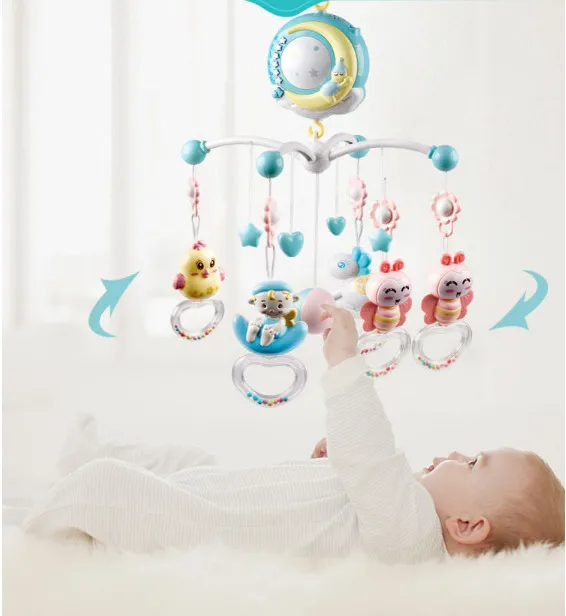 Baby Rasseln Krippe Mobiles Spielzeug Halter Rotierende Mobile Bett Glocke Spieluhr Projektion 0-12 Monate geboren Kleinkind Spielzeug 220428