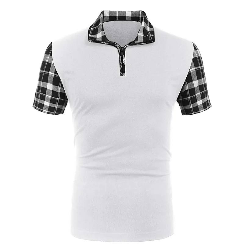 Summer Men's Casual Stritching Short Sleeve Polo Shirt Business Clothes Luxury Tee Male Fashion Grid Zipper Polos Tops Men 220608