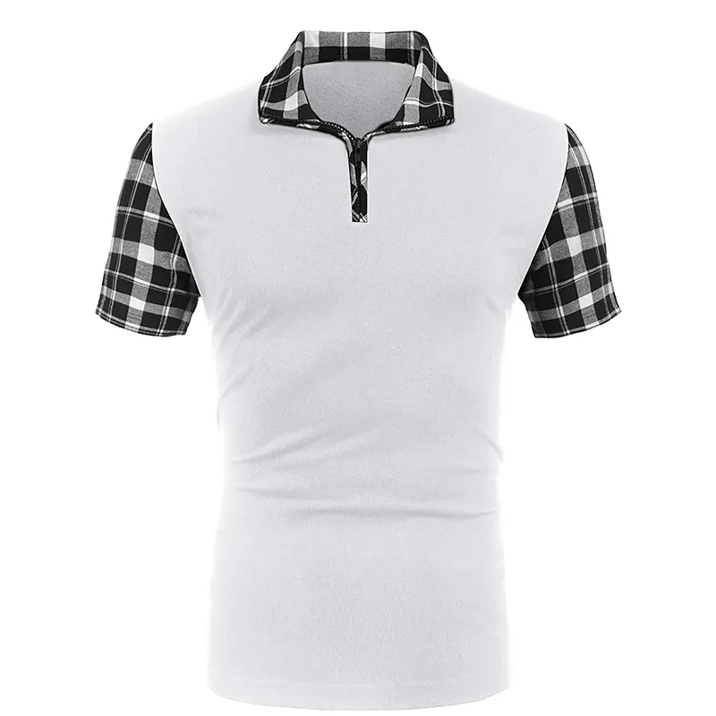 Été Hommes Casual Stritching À Manches Courtes Polo Chemise Vêtements D'affaires De Luxe Tee Homme De Mode Grille Zipper Polos Tops Hommes 220608