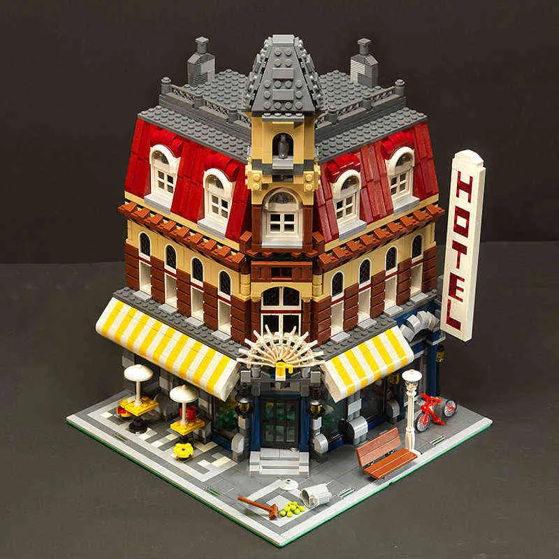 In Stock 15002 Block City Street View Series Make Cafe Corner Model Building Blocks Bricks Children Toys Christmas Gift 10182 T230103