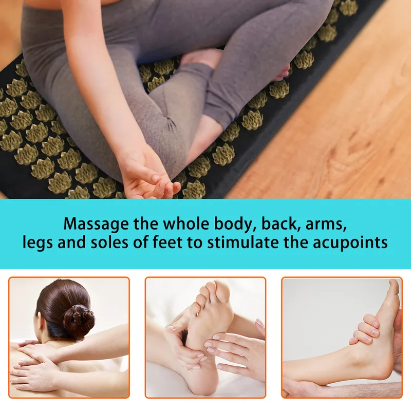 Pranamat Eco Lotus Spike Mat Akupunktur Massagekudde Kuznetsovs Applikator för Nacke Fot Rygg Yoga Akupressur Massagematta 220527