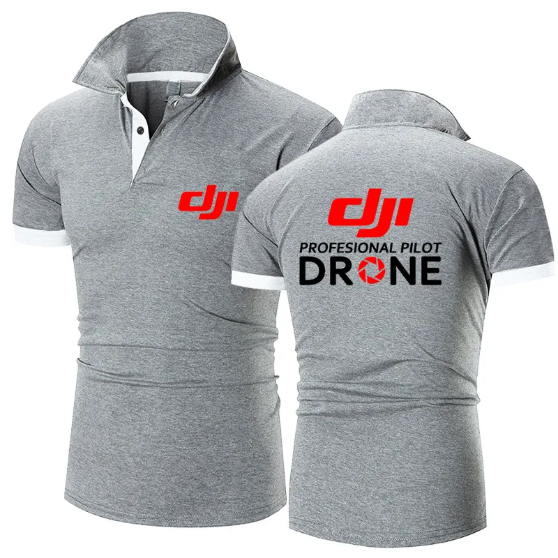 Summer Men DJI Professional Pilot Dron Slim Short Sleeve Donfigilantable Polo-Shirt Men Tops 220620