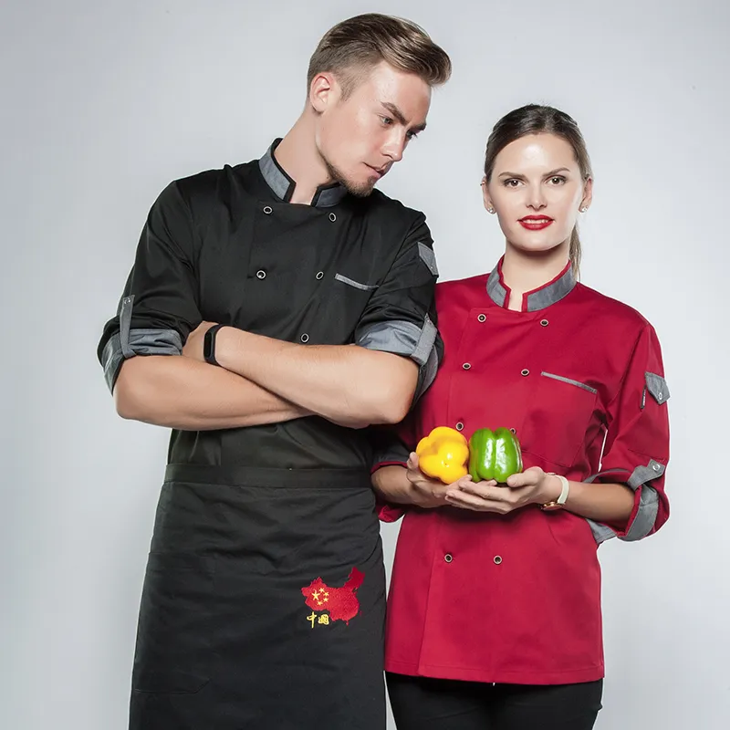 Chef-shirt Chef-kok Jas Lange Verstelbare Mouw Heren Dames Unisex Koksjas Restaurant El Kitchen Wear Ober Uniform 2207271331116