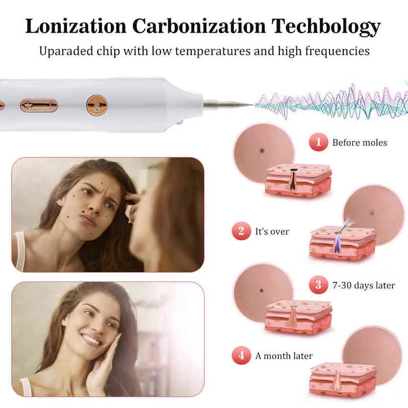레이저 플라즈마 펜 몰더 포인팅 문신 주근깨 사마귀 태그 제거 펜 페이스 LCD 스킨 케어 도구 뷰티 머신 220507을위한 다크 스팟 리무버