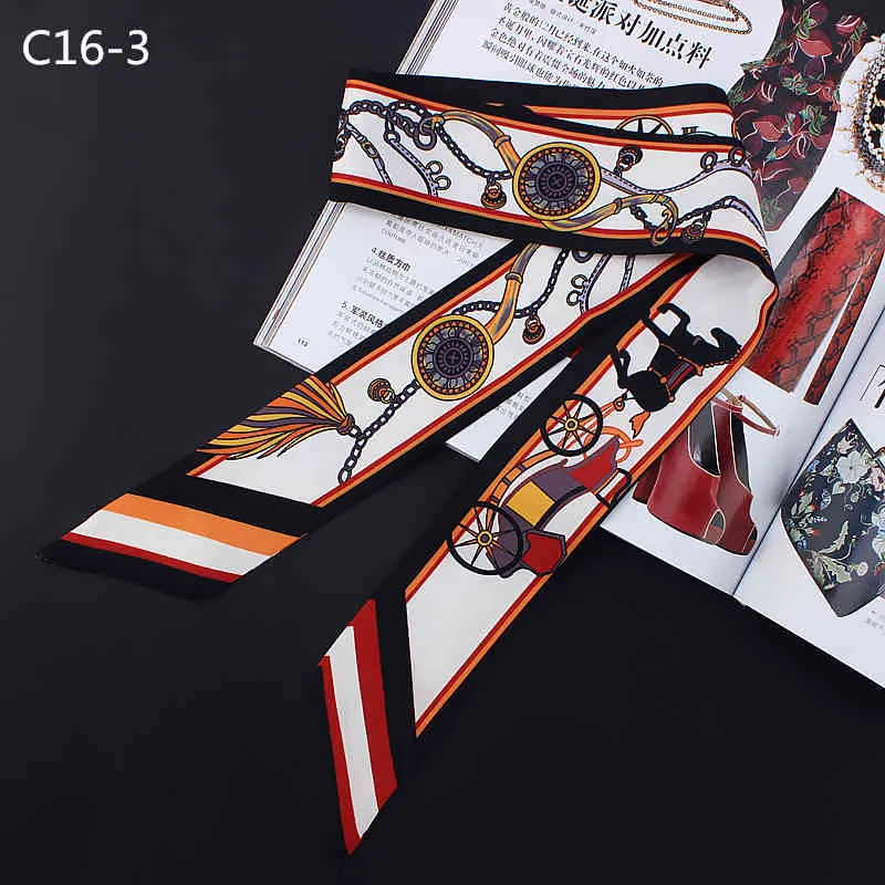 2022 Spring Carriage women's Fashion Decoration Twill Small Silk Scarf Versatile Binding Bag Handle Ribbon Hair Band