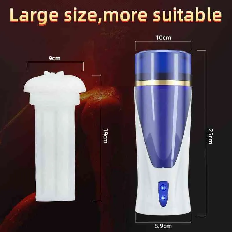 Copo de boceta artificial automático espaço masturbação viva-voz 3 poderoso modo de empurrão vagina real bolso brinquedo sexual para homens l220808