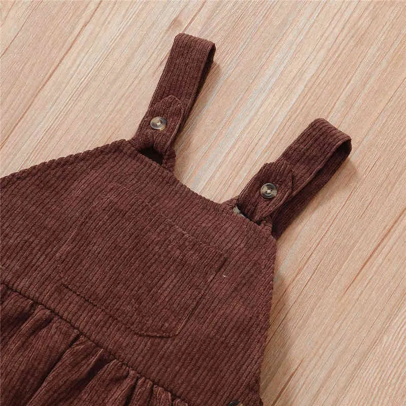 Baby Boys Autumn Rompers 1-5y Toddler Infant Girls Solid Corduroy Rompers One-Pieces Suspender Jumpsuits Outfits Sunsuits G220521