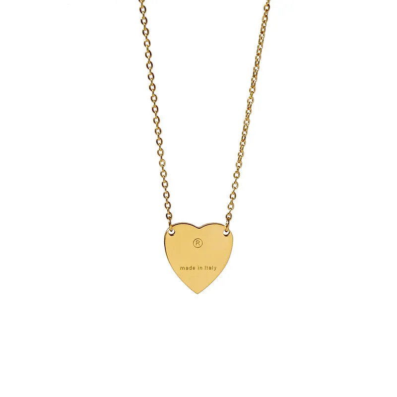 Collar de marca de lujo para mujer, colgante de corazón con letra G tallada de acero de titanio, diseño de diseñador, joyería Halter, regalo para el día de San Valentín 207d