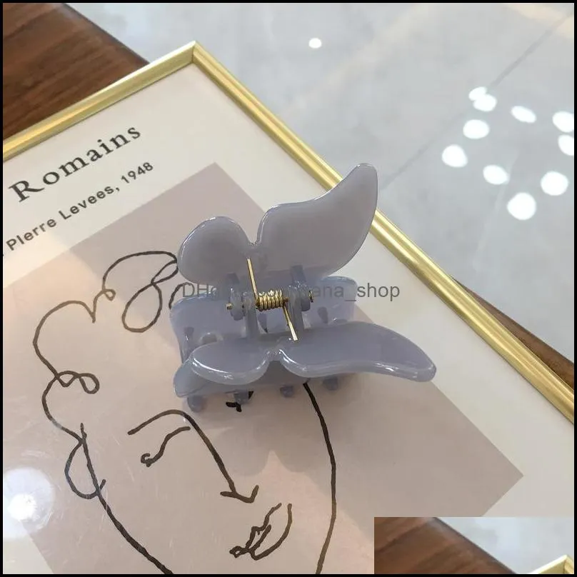 Clamps Hair Jewelry Length 5 Cm Women Scrunchies Butterfly Shaped Solid Color Medium Size Plastic Claw Clips Dhzds231v