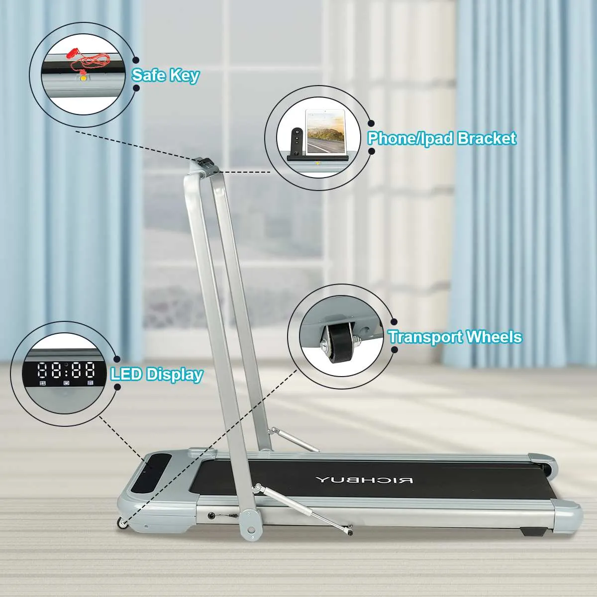 Electric Treadmill 2 in 1 6km/h Folding Running Machine Home Office Walking Pad Fitness Equipment
