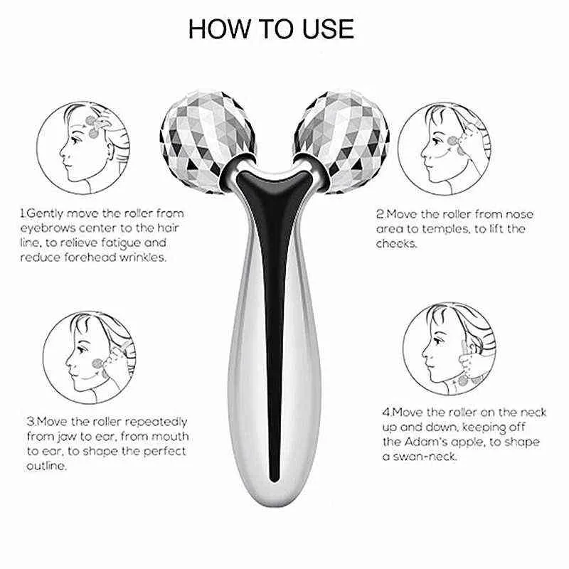 Face-lifting Instrument 3D Handmatige Rollerhefvorm V-vormige 2 Rondes Vormen Body Massage Beauty Tool 220513