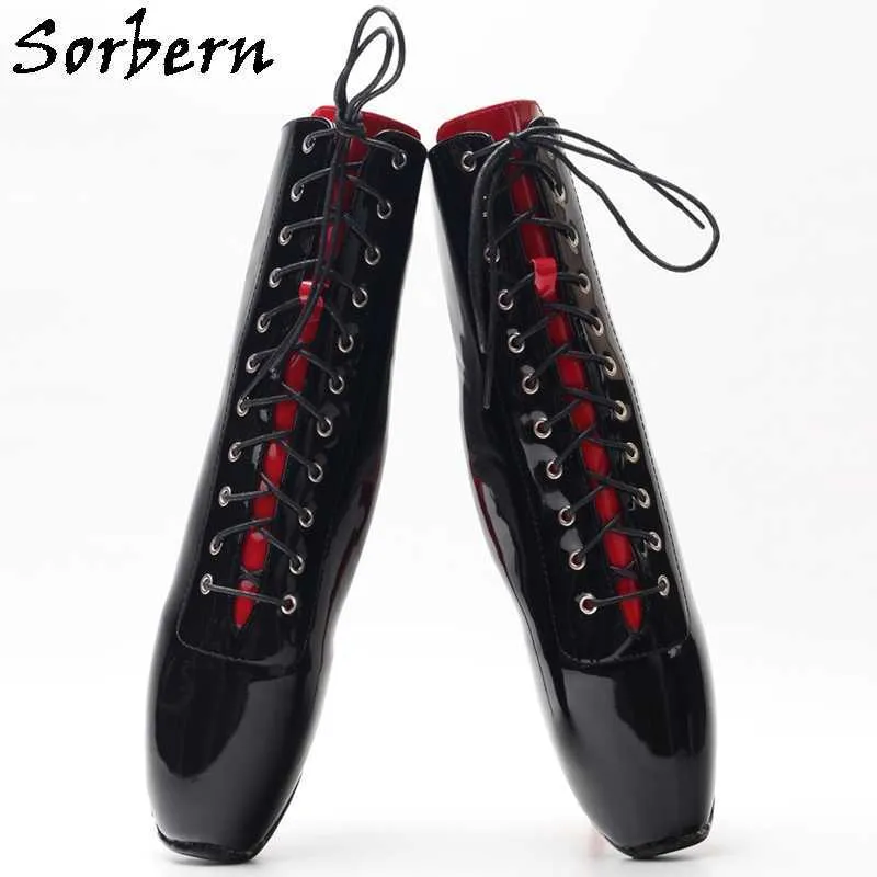 Sorbern Unisex Ballet Boots 여성 레이스 붉은 하이힐 페티쉬 신발 발레 퀸 Tiptoe Walk 신발 사용자 정의 색상